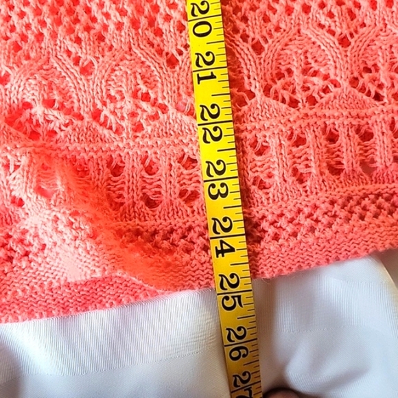 Christopher & Banks Salmon Open Front Short Sleeve Sweater, Size: XL - Picture 8 of 9